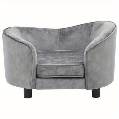 Hondenbankje – Hondenmand – Hondenkussen – Hondenbed – Sofa voor Honden – Grijs – Zacht Polyester – Comfortabele Vulling – Duurzaam – 69x49x40 cm