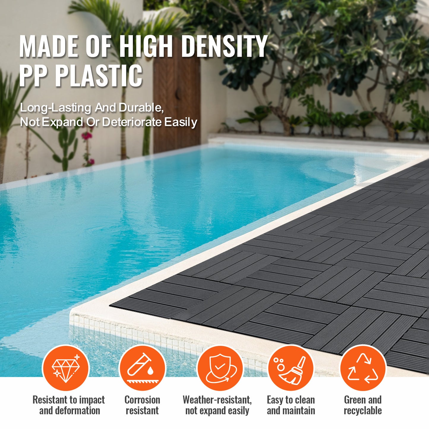 Terrastegels – Balkontegels – Kunststof Tegels – Kliktegels – Vloertegels – 54 Stuks – Waterdicht en Antislip – 29,5x29,5 cm