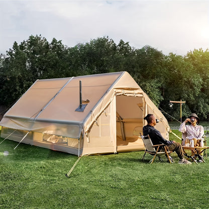 Tent – Kampeertent – Familietent – Feesttent – Opblaasbare Tent – 10 Personen – Waterdicht Oxford Stof – Snel Opzetten Met Schoorsteen & Dakraam