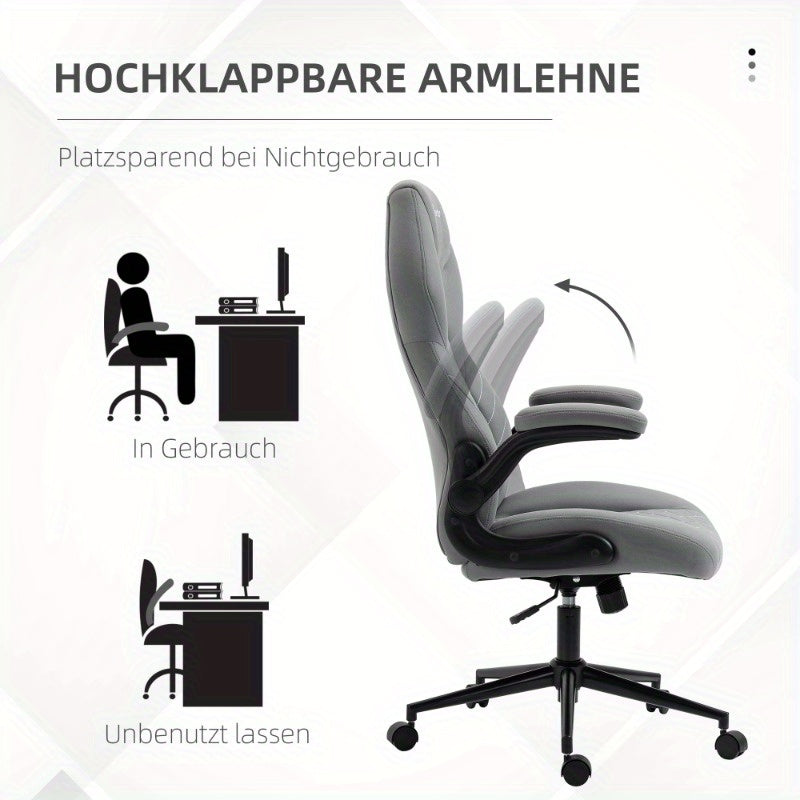 Ergonomische Bureaustoel – Kantoorstoel – Bureaustoel Met Armleuningen – Draaistoel – Werkstoel – Verstelbare Armleuningen – 360° Draaibaar – Hoge Rugleuning – Zachte Gewatteerde Zitting – Ademend Schoonmaakbaar Stof – 5-Wielbasis