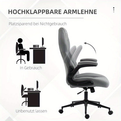 Ergonomische Bureaustoel – Kantoorstoel – Bureaustoel Met Armleuningen – Draaistoel – Werkstoel – Verstelbare Armleuningen – 360° Draaibaar – Hoge Rugleuning – Zachte Gewatteerde Zitting – Ademend Schoonmaakbaar Stof – 5-Wielbasis