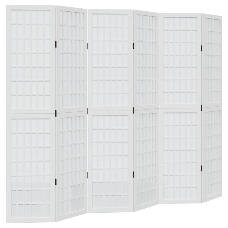 6pcs room divider, white, solid paulownia wood