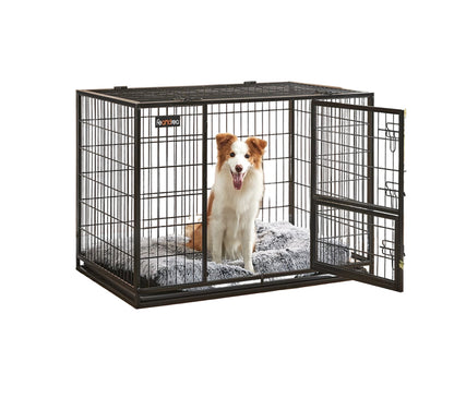 Hondenbench – Hondenkooi – Hondenrek – Dierenkooi – Hondenhuis XXL – Metalen Bench – 107 x 70 x 74,9 cm – 5 Vergrendelingspunten – Uitneembare Lade – Zwart