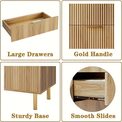 Ladekast – Ladenkast – Commode – Opbergkast – Dressoir – Natuurlijk Eikenhout – 3 Lades – Ruime Opbergruimte – Stevige Europese Stijl – Vrijstaand – 76,2 cm Breed – 68,6 cm Hoog