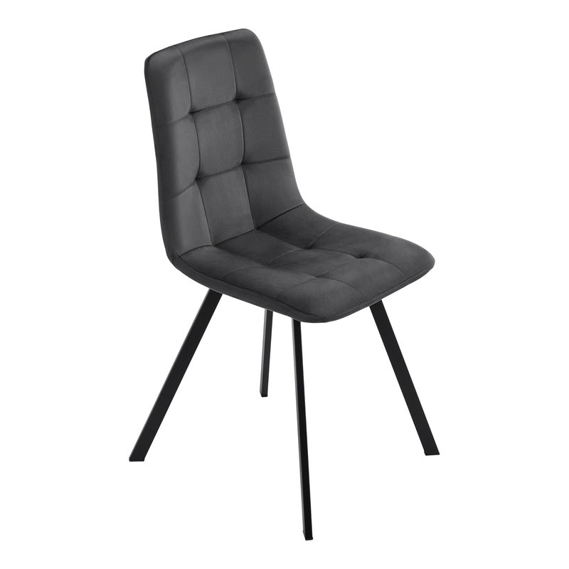Eetkamerstoel – Stoel – Kuipstoel – Zithoek – Eettafelstoel – Set van 4 – Donkergrijze Polyester Bekleding – Stevig Metalen Schuine Poten