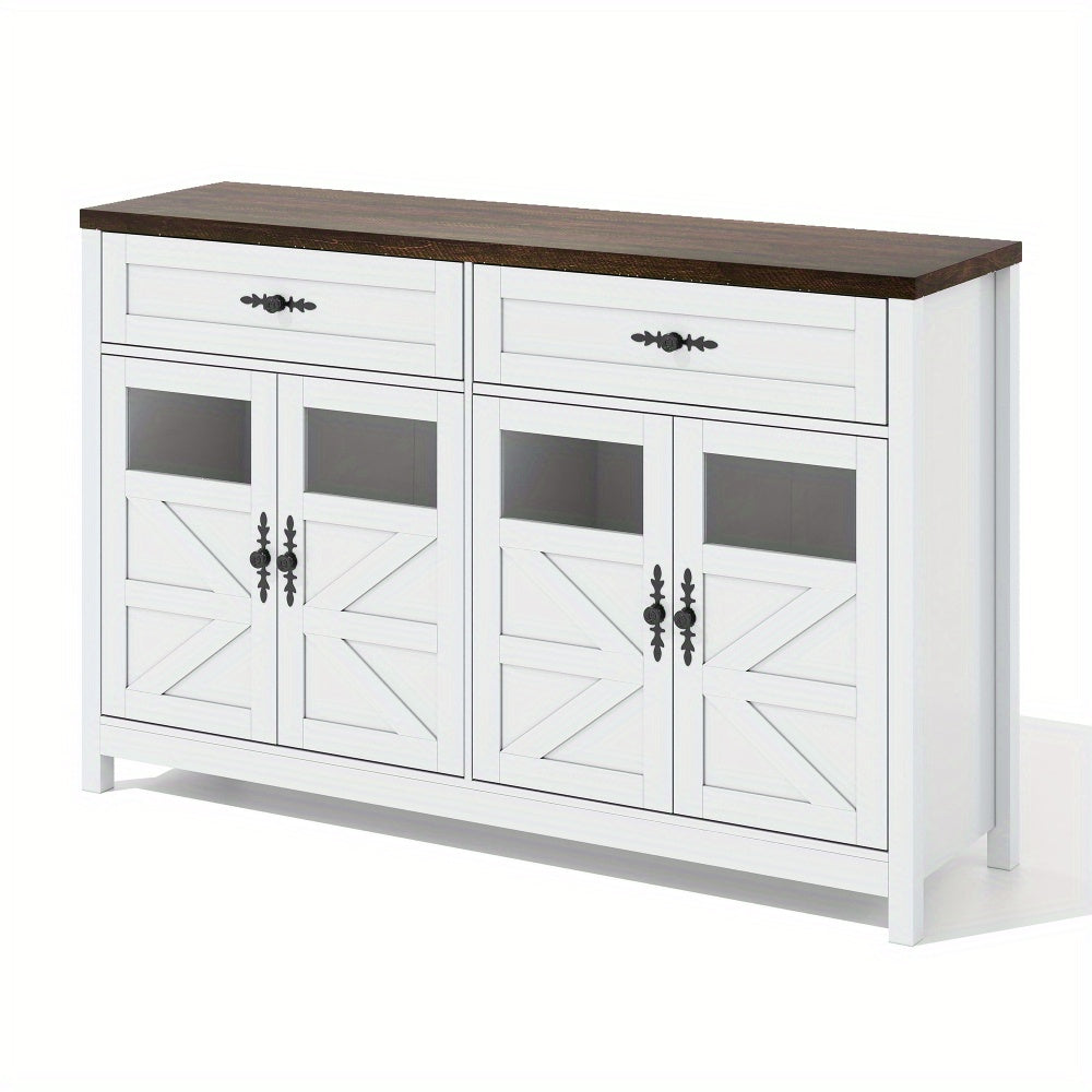 Dressoir – Buffetkast – Opbergkast – Sideboard – Ladekast – 140 cm breed – MDF materiaal – Rustiek modern ontwerp – 4 deuren en 2 ruime lades