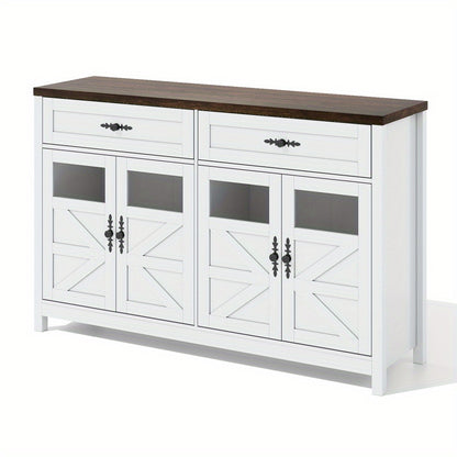 Dressoir – Buffetkast – Opbergkast – Sideboard – Ladekast – 140 cm breed – MDF materiaal – Rustiek modern ontwerp – 4 deuren en 2 ruime lades