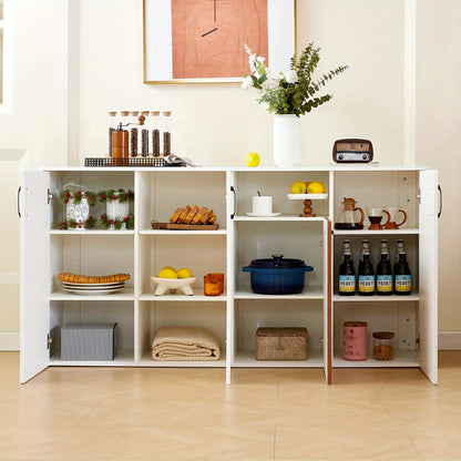 Opbergkast – Kast – Buffetkast – Woonkamermeubel – Servieskast – Wit – 160x40x80 cm – Verstelbare Planken