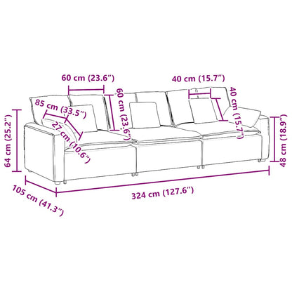 Hoekbank – Modulaire Bank – Loungebank – Zitbank – 3-zitsbank – Lichtgrijs – Polyester Bekleding – Stevig Metalen Frame