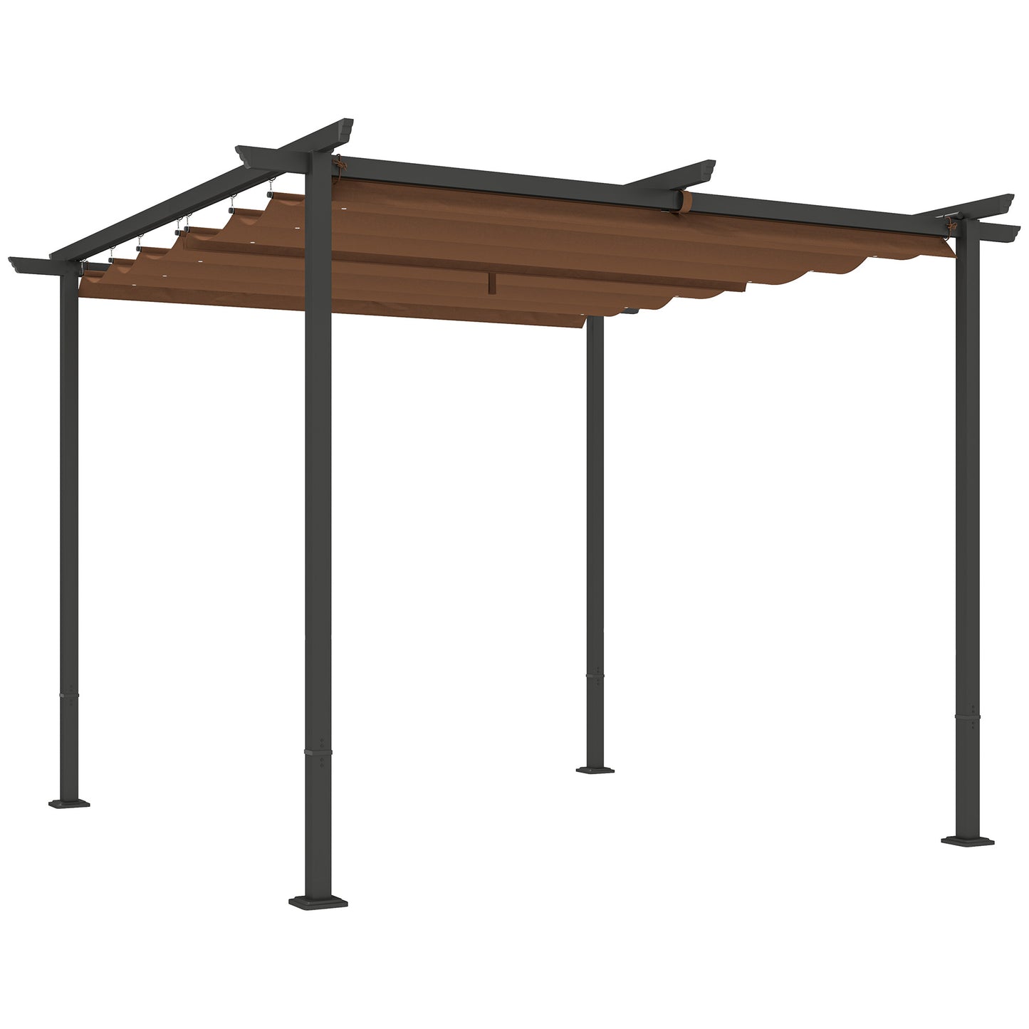 Pergola – Tuinpaviljoen – Prieel – Terrasoverkapping – Zonwering – Uitschuifbaar Polyester Dak – 3x3 Meter – UPF30+ Bescherming