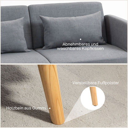 Slaapbank – Bedbank – Logeerbed – Slaapsofa – Bedbank met Opbergruimte – Grijs Linnen Look – Verstelbare Rugleuning – Compact 170x83 cm