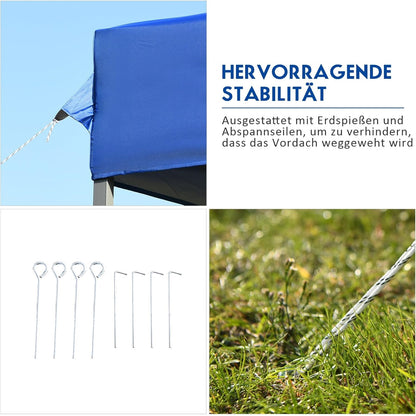 Paviljoen – Partytent – Tuinpaviljoen – Vouwtent – Prieel – 3x3m – Hoogte Verstelbaar – UV Bescherming 50+ – Winterbestendig – Blauw – Inclusief Draagtas Met Wielen