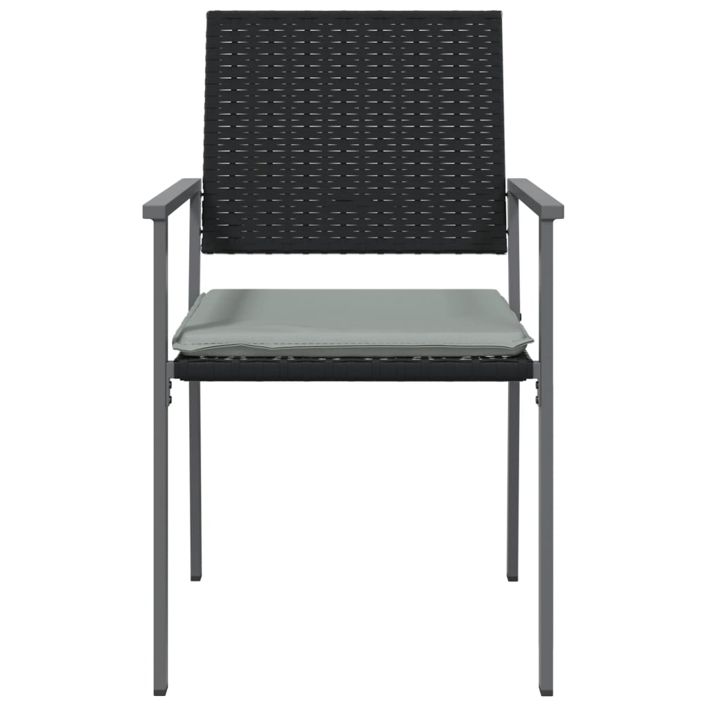 Tuinstoelen – Buitenstoelen – Terrasstoelen – Tuinmeubilair – Zwart Poly Rattan – Stevig Stalen Frame – Inclusief Kussens