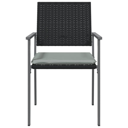 Tuinstoelen – Buitenstoelen – Terrasstoelen – Tuinmeubilair – Zwart Poly Rattan – Stevig Stalen Frame – Inclusief Kussens
