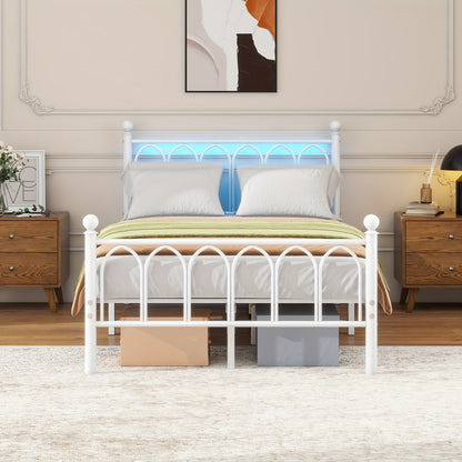 Metalen Bedframe – Stalen Bedframe – Vintage Bed – Eenpersoonsbed – Slaapkamerframe – 120x200 cm – Stevig Stalen Frame – Lattenbodem Zonder Veren