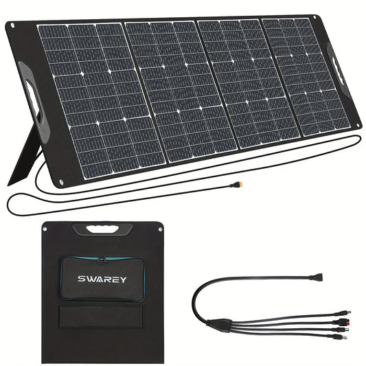 SWAREY 200W Foldable Solar Panel with Monocrystalline Solar Cell - Portable Solar Charger for Power Stations, Camping & Garden Systems, Multi-Contact 4, 36V Safe Operating Voltage, Compact Design for Outdoor Use, Solar Phone