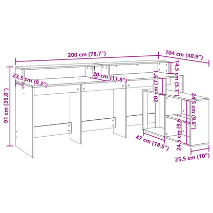 Bureau – Werkplektafel – Computertafel – Laptoptafel – Schrijftafel – Wit – RGB LED-verlichting – Vochtbestendig Hout