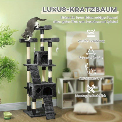Katentoren XXL – Krabpaal – Kattenhuis – Klimmeubel – Katmeubel – Extra Groot 50x50x170 cm – Stevige Constructie & Ruimtelijk Design