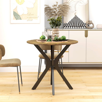 Rond Eettafeltje – Klein Tafelletje – Bistrotafel – Ontbijttafel – Werktafel – Bruin MDF Tafelblad – Verstelbare Vloerbeschermers
