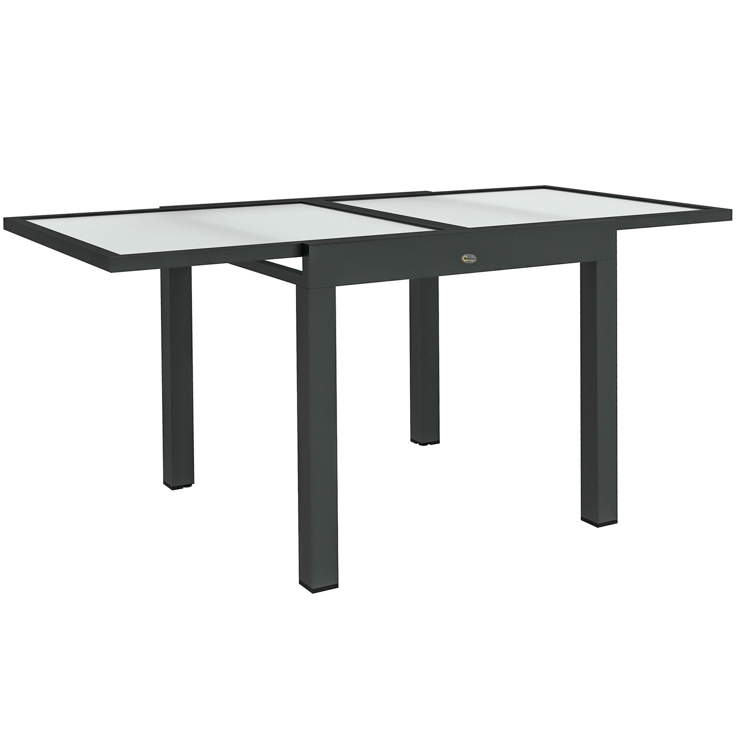 Tuinset Uitbreekbare Tafel – Tuinmeubel – Terrastafel – Uitschuifbare Eettafel – Aluminium Frame – 160x80 cm – Gehard Glasblad