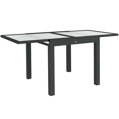 Tuinset Uitbreekbare Tafel – Tuinmeubel – Terrastafel – Uitschuifbare Eettafel – Aluminium Frame – 160x80 cm – Gehard Glasblad