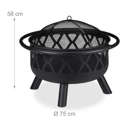 Vuurkorf – Tuinhaard – Brazier – Vuurschaal – Terrashaard – Extra Groot 75 cm – Zwart Staal