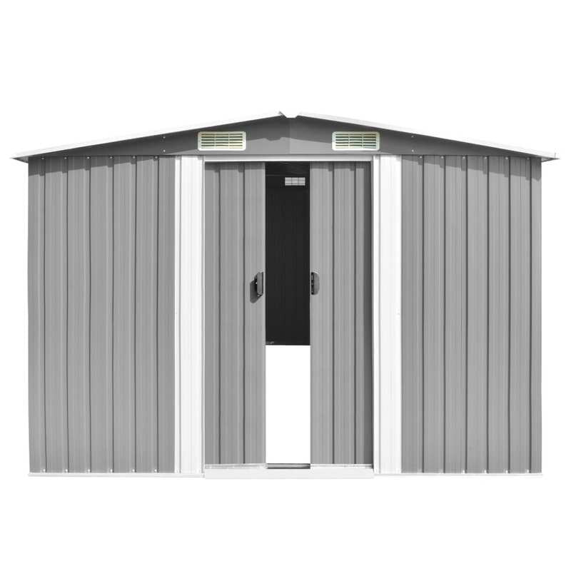 Large Outdoor Storage Shed with Removable Roof - Heavy-Duty Steel Frame & Copper Top, Gray Temporary Warehouse for Garden, Yard, Home - Portable Tool Storage Building with Ventilation System, Spacious Interior (257x580x181cm)