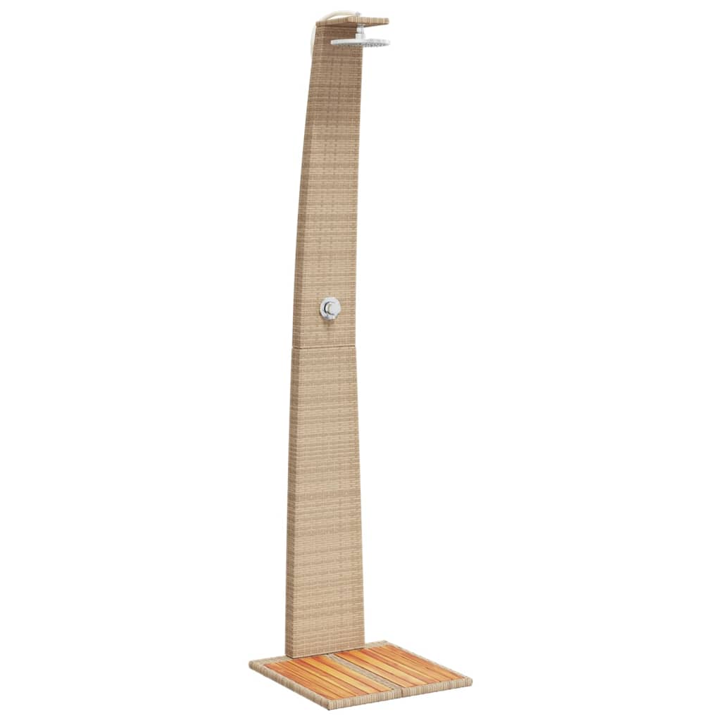 Buitendouche – Tuindouche – Vrijstaande Douche – Zwembad Douche – Outdoor Shower – Weerbestendig PE Rattan – Stevige Acaciahouten Basis Grijs