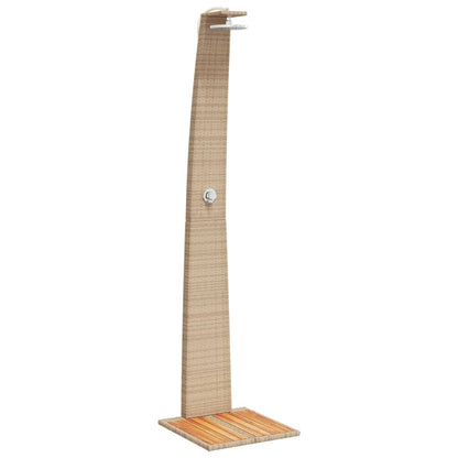 Buitendouche – Tuindouche – Vrijstaande Douche – Zwembad Douche – Outdoor Shower – Weerbestendig PE Rattan – Stevige Acaciahouten Basis Grijs