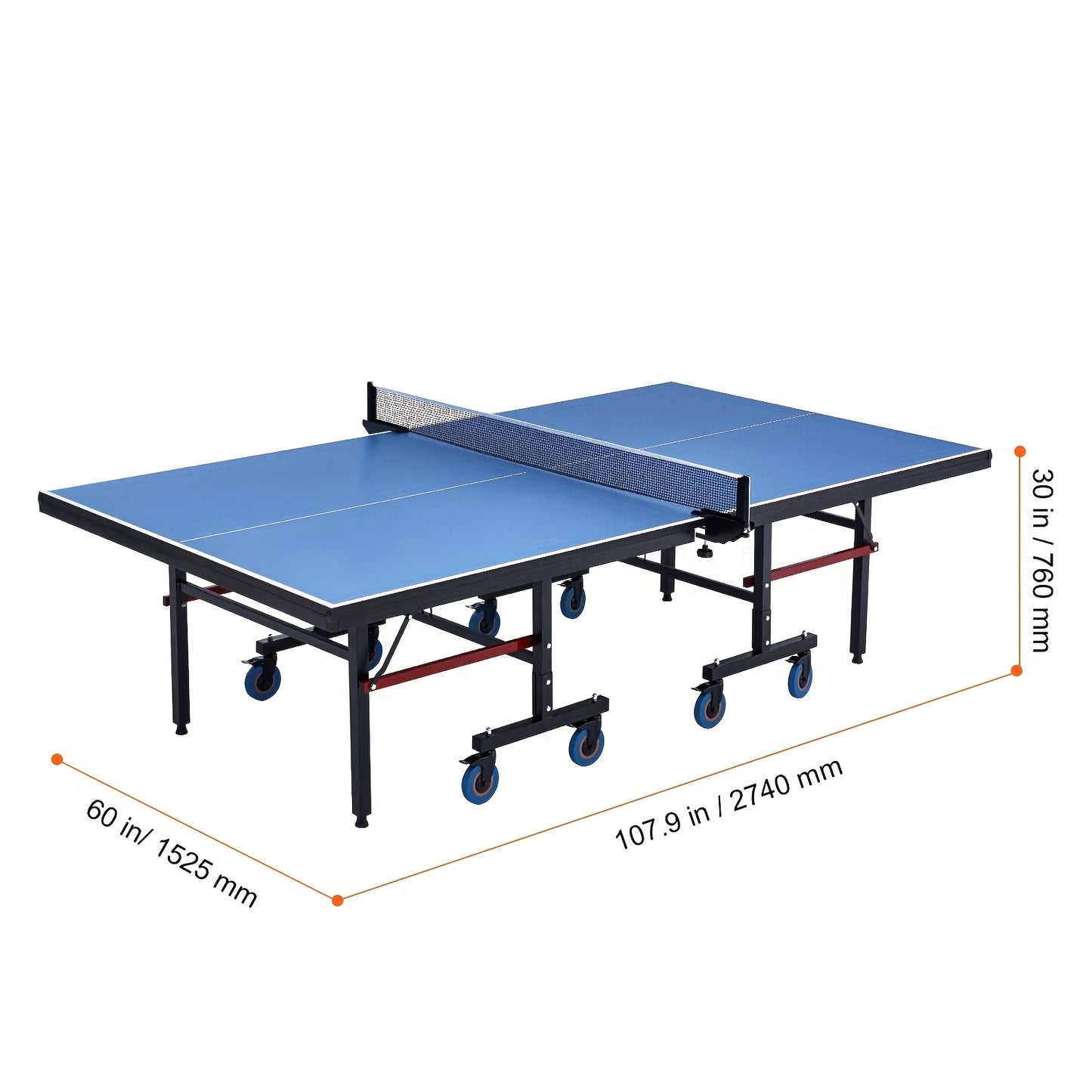 Tafeltennistafel – Pingpongtafel – Speeltafel – Opklapbare Tafel – Indoor Tafel – Inklapbaar Met Wieltjes – Duurzaam Metalen Constructie – 274x152x76 cm