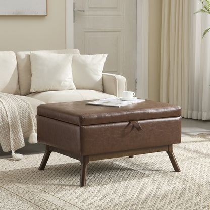 Poef – Opbergpoef – Hocker – Voetenbank – Bijzettafel – Multifunctioneel – Mid-Century Modern – Zacht Microfiber – Ruime Opbergruimte