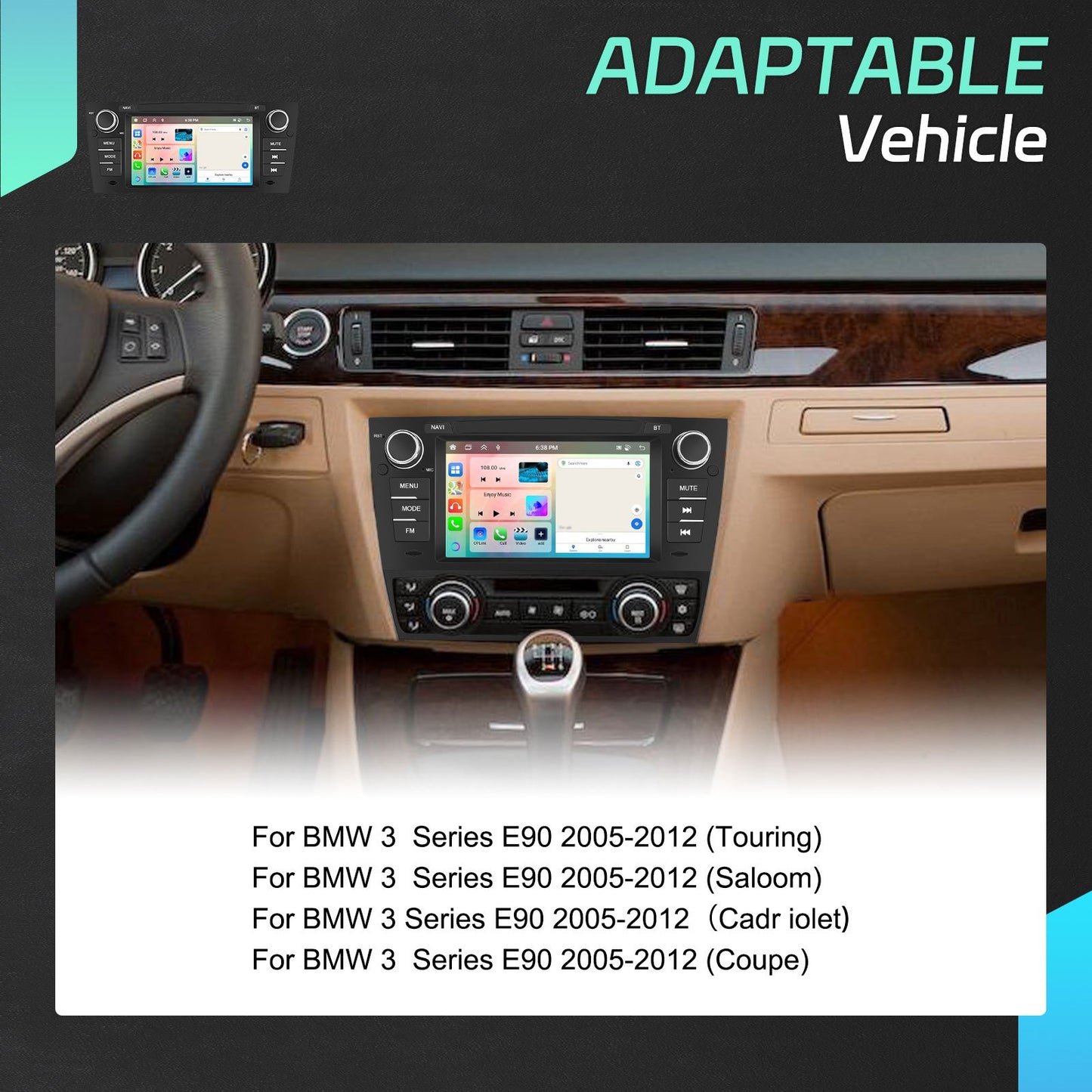 Android Autoradio – Multimedia Systeem – Navigatie Unit – Touchscreen Radio – Carplay Android Auto – 7 Inch HD Scherm – 6GB RAM 128GB Opslag – Inclusief Achteruitrijcamera en Microfoon