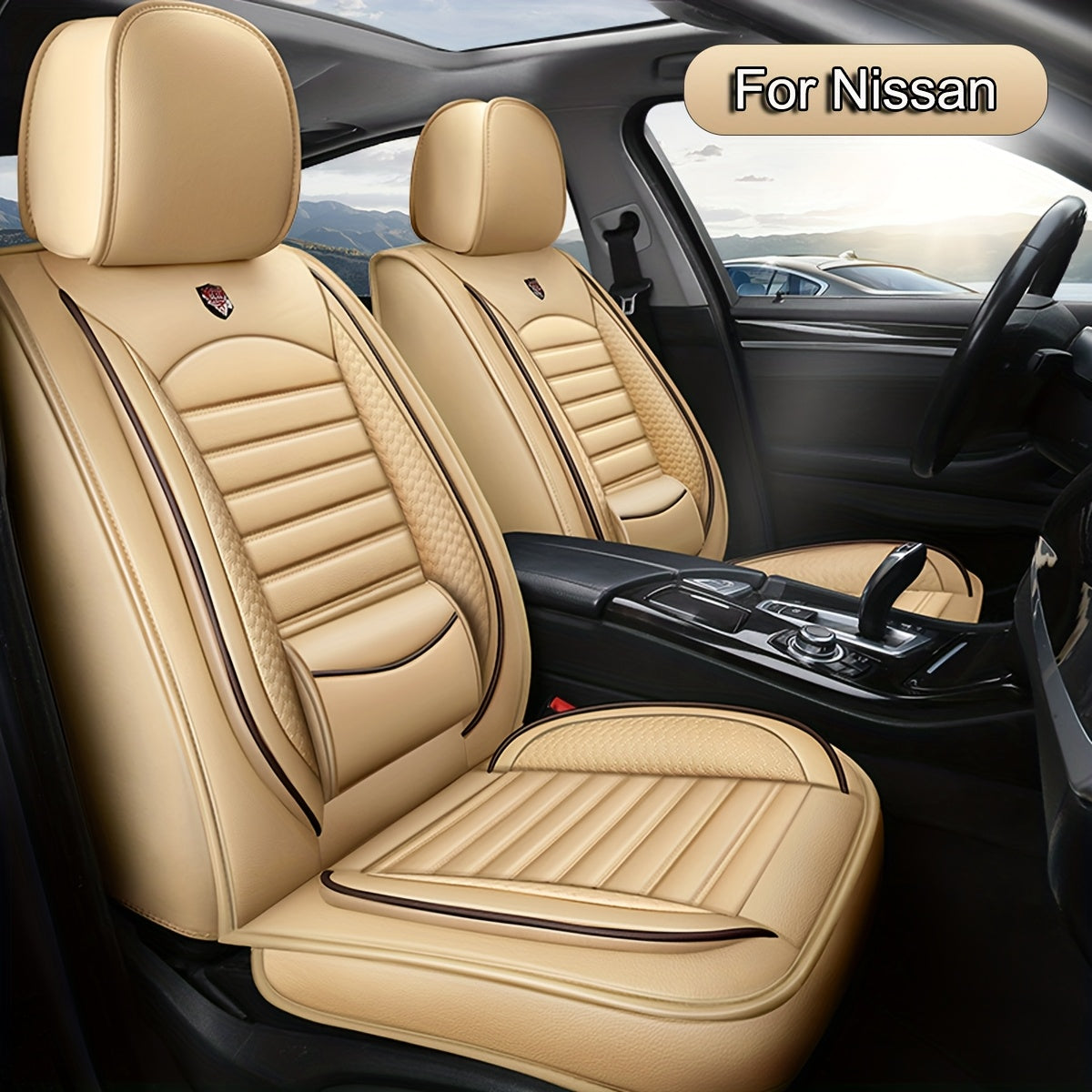 Car Seat Covers Full Set, Fit For Nissan Qashqai, Micra, Note, X-Trail, Leaf, Almera, Faux Leather Car Seat Protector, All Season Universal Car Seat Cushion, Adjustable Car Seat Covers Front Seats And Back