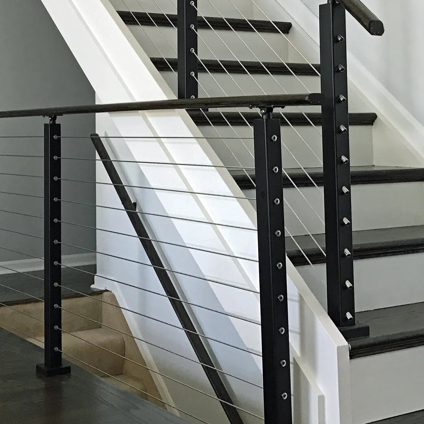 Kabelreling – Kabelbalustrade – Balustradekit – Draadrail – Kabelafscherming – T316 Roestvrij Staal – 3,2 mm Dikte – Onzichtbare Montage – Weerbestendig Zwart