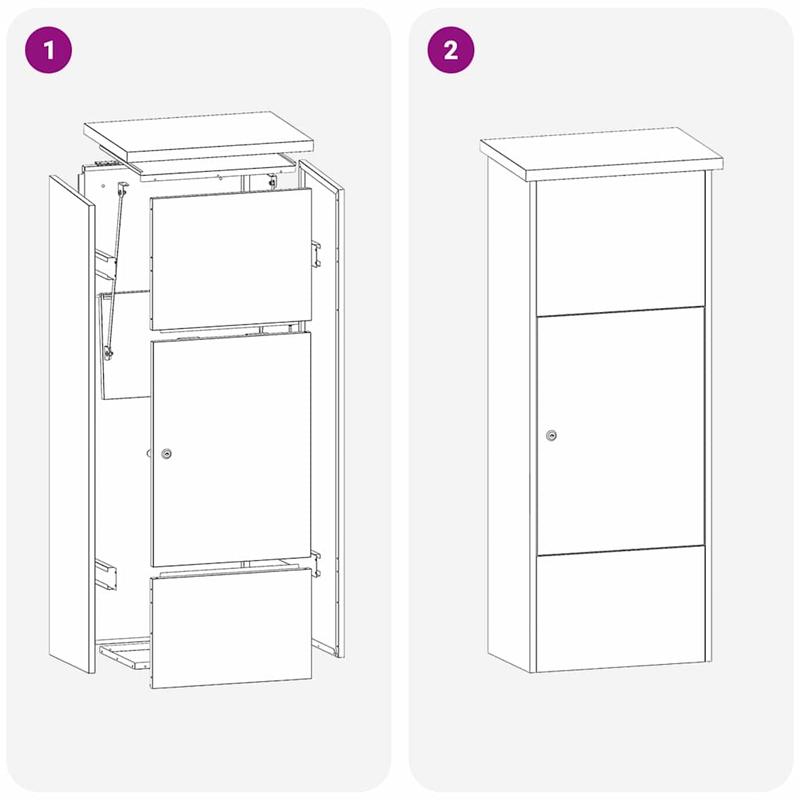 Pakketkluis – Pakketbox – Pakketbrievenbus – Pakketcontainer – Bezorgbox – Roestvrij Staal – Extra Groot 44,5x29x110,5 cm – Veilig Slot & Postgleuf