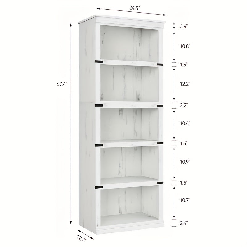 Boekenkast – Boekenrek – Opbergkast – Vakkenkast – Wandkast – 171,2 cm Hoog – Landelijke Stijl Met Achterwand