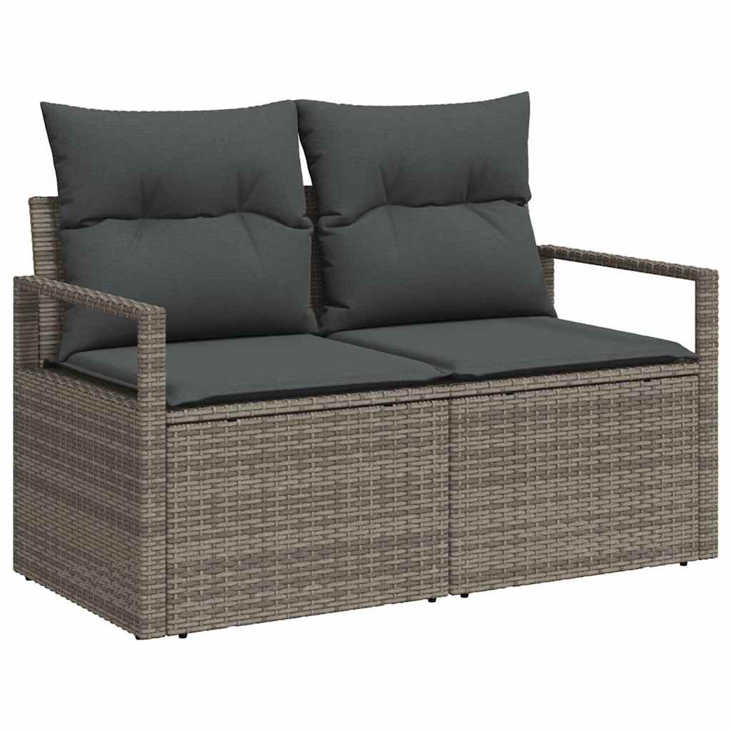 Tuinbankset – Loungeset – Tuinmeubelset – Hoekbank – Buitenbank – Polyester Rotan – UV-bestendig – Ruim Zitcomfort Voor 6-8 Personen - Grijs/Donkergrijs