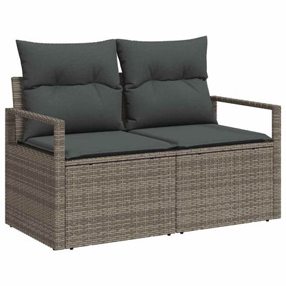 Tuinbankset – Loungeset – Tuinmeubelset – Hoekbank – Buitenbank – Polyester Rotan – UV-bestendig – Ruim Zitcomfort Voor 6-8 Personen - Grijs/Donkergrijs