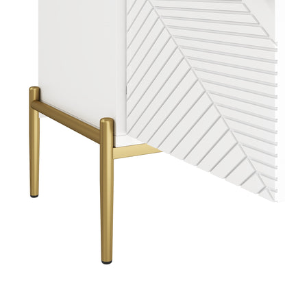 Sideboard – Opbergkast – Dressoir – Buffetkast – Woonkamerkast – Wit Modern Design – 4 Deuren Met Verstelbare Legplanken – Gouden Metalen Poten – 162x40x80 cm