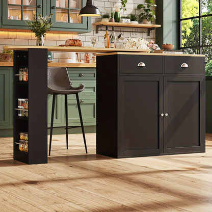 360° Rotating Modern Bar Table & with 2 Drawers, 2 Doors, Shelves - Heavy-Duty Metal Multifunctional Furniture for Kitchen, Dining Room, - Space-Saving Rotator Sideboard (Assembly Required), Kitchen Must Haves, Storage And O