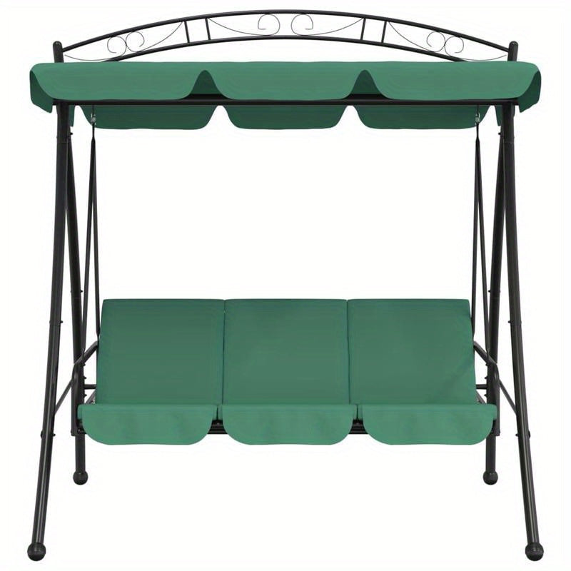 Schommelbank – Schommelstoel – Loungestoel – Relaxbank – Tuinbank – Met Groene Canopy – 198 cm – Staal en Textiel