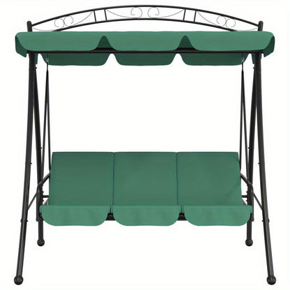 Schommelbank – Schommelstoel – Loungestoel – Relaxbank – Tuinbank – Met Groene Canopy – 198 cm – Staal en Textiel