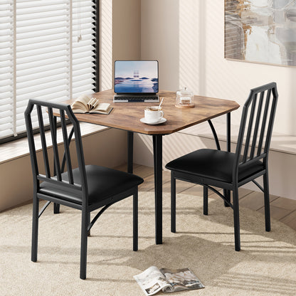 Compact Eettafelset 2 Personen – Eettafel – Tafelset – Stoelenset – Keukentafel – Grijs – Comfortabele PU Kussens – Ruimtebesparend Design