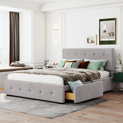 Queen Size Bed Frame – Queen Bed With Storage – Queen Platform Bed – Queen Bed Frames With Storage – High Bed Frame – Metalen Frame – 140x200 cm – Uittrekbed Met Opberglades