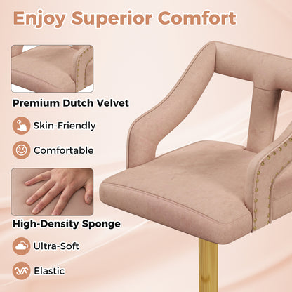 Barstoelen – Barkrukken – Barstoelen Verstelbaar – Keukenstoelen – Barkrukken Draaibaar – 360° Draaifunctie – Verstelbare Zithoogte 63-85 cm – Luxe Dutch Velvet Bekleding – Antislip Metalen Basis