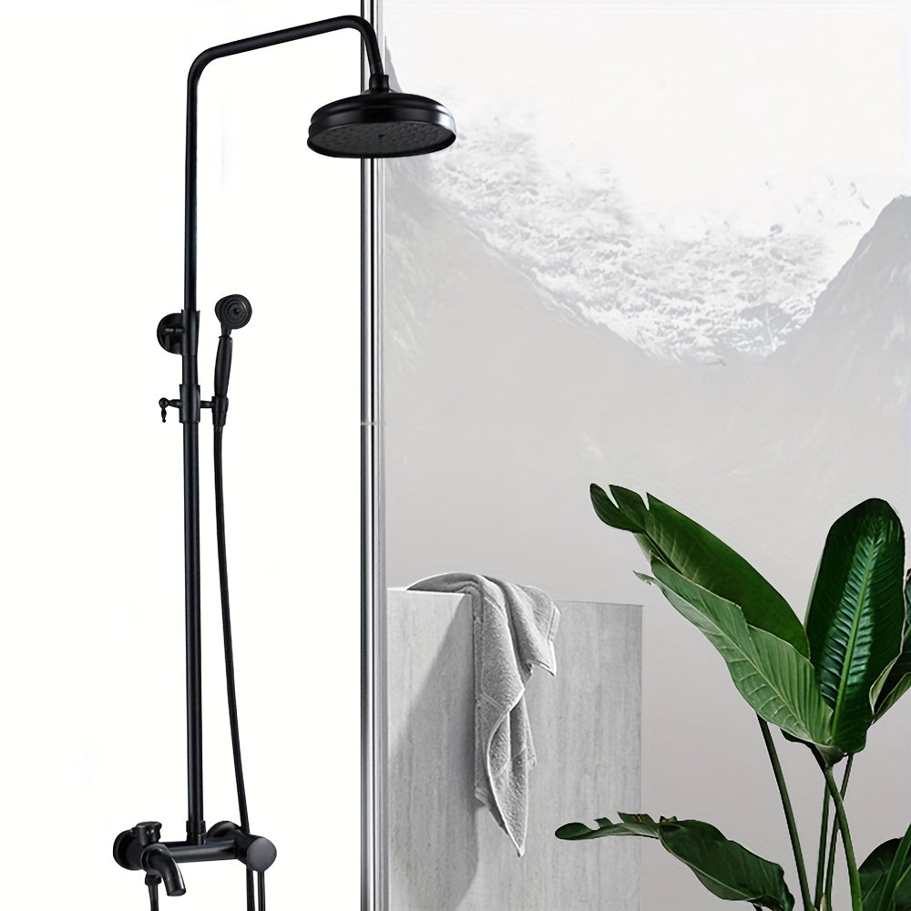 Black Adjustable Shower Faucet Set Shower Set Rain Shower Shower System Shower Fitting Wall Mounting Traditional Retro