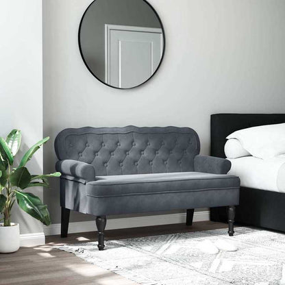 Leisure Chair – Fauteuil – Zitstoel – Lounge Chair – Tuinstoel – Donkergrijs Velvet – Robuust Hardhout – Comfortabel Groot Formaat 119,5x64,5x75 cm
