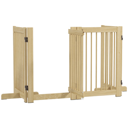 Houten Hondenren – Hondenhek – Hondenplaat – Huisdierenren – Speelren – Natuurlijk Massief Dennenhout – Flexibel 4 Panelen 204x36x75 cm
