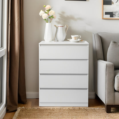 Ladekast – Ladenkast – Kommode – Dressoir – Opbergkast – Modern Design – Anti-Kantel Kit – Houten Kast – Wit – 4 Lades – 68,5 cm Hoog – 3,2 cu ft Opbergruimte
