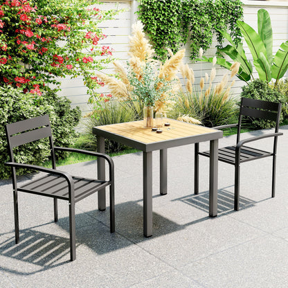 Tuinstoel – Tuinstoel – Balkonstoel – Stapelbare Stoel – Aluminium – Set van 2 – Armleuningen – Weerbestendig – Donkergrijs